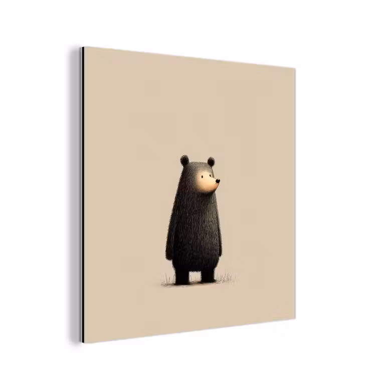 Aluminium schilderij - Beer - Donkerbruin - Minimalistisch — 1