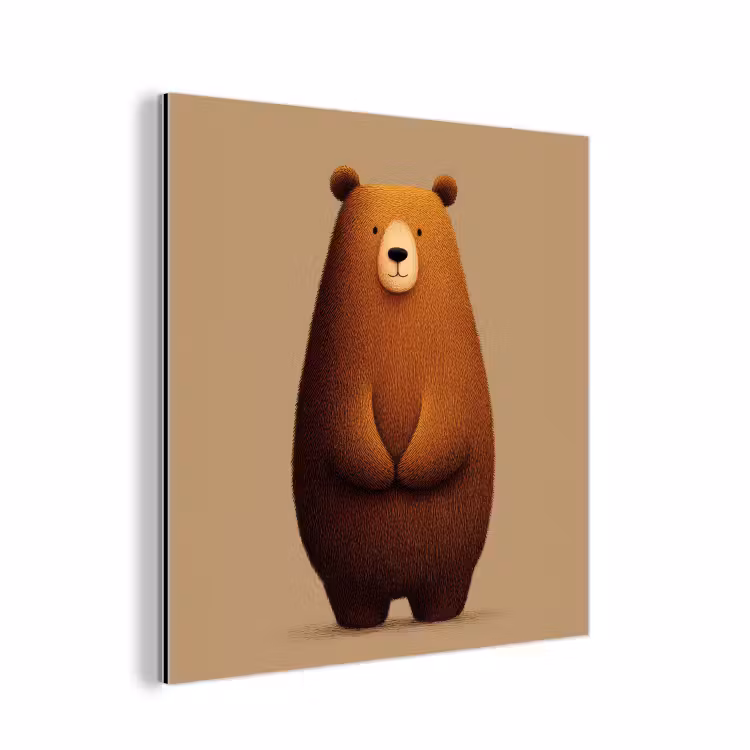 Aluminium schilderij - Beer - Minimalistisch - Bruin — 1