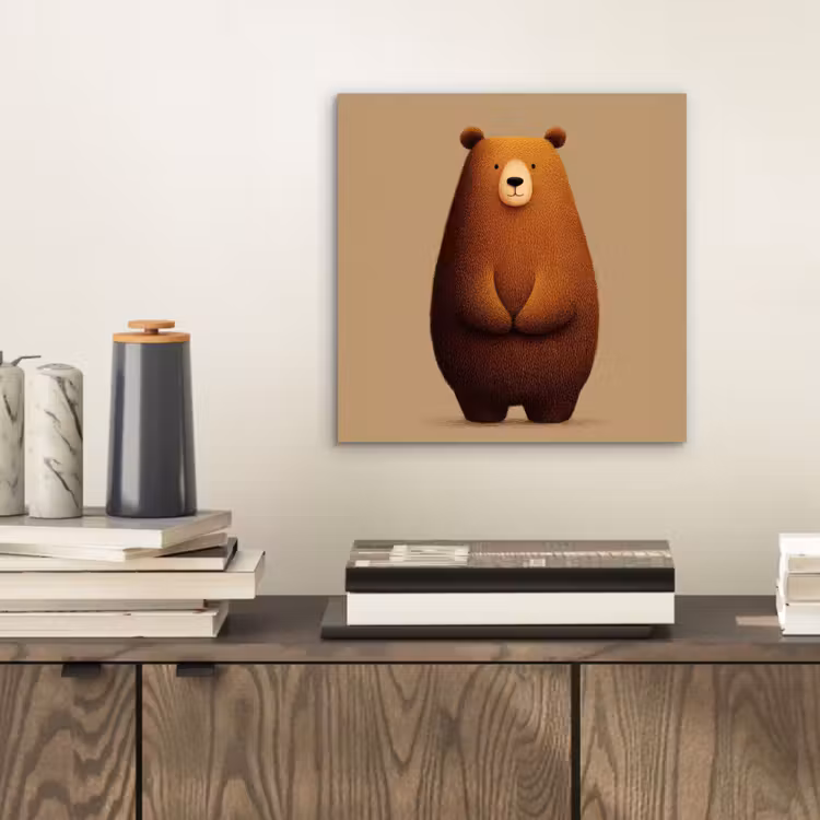 Aluminium schilderij - Beer - Minimalistisch - Bruin — 2