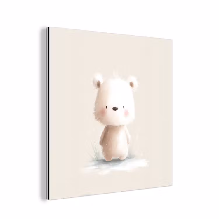 Aluminium schilderij - Beertje - Sneeuwvlokje - Wit - Pluizig — 1