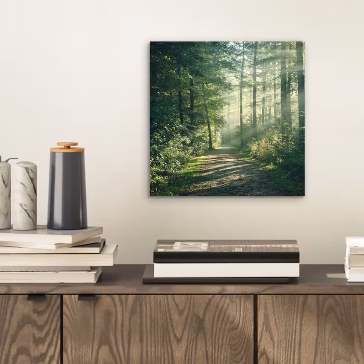 Aluminium schilderij - Bos - Pad - Zon - Bomen - Groen - Natuur — 2