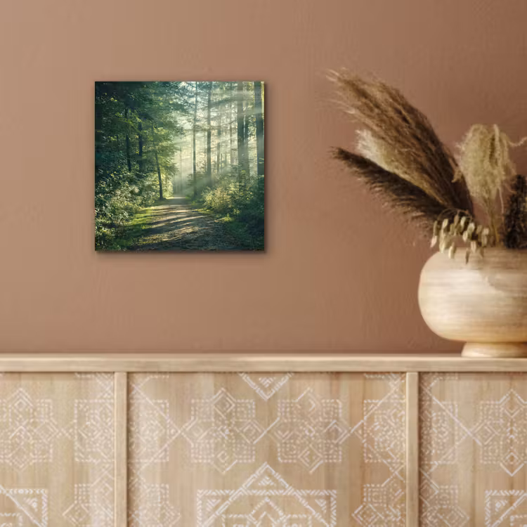 Aluminium schilderij - Bos - Pad - Zon - Bomen - Groen - Natuur — 5