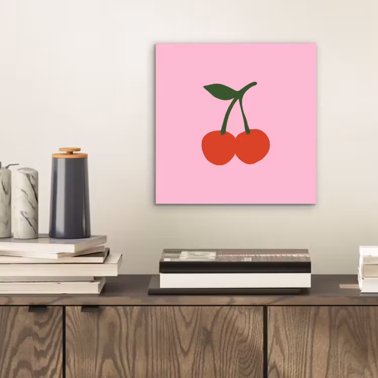 Aluminium schilderij - Kersen - Roze - Illustratie — 2