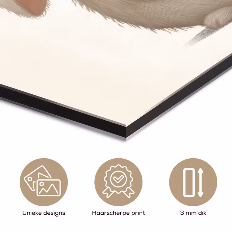Aluminium schilderij - Konijn - Muts - Oren - Beige — 7