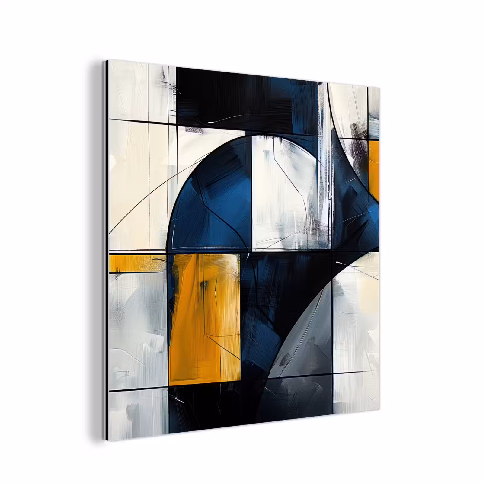 Aluminium schilderij - Abstract - Vormen - Goud - Blauw - Geometrisch — 1