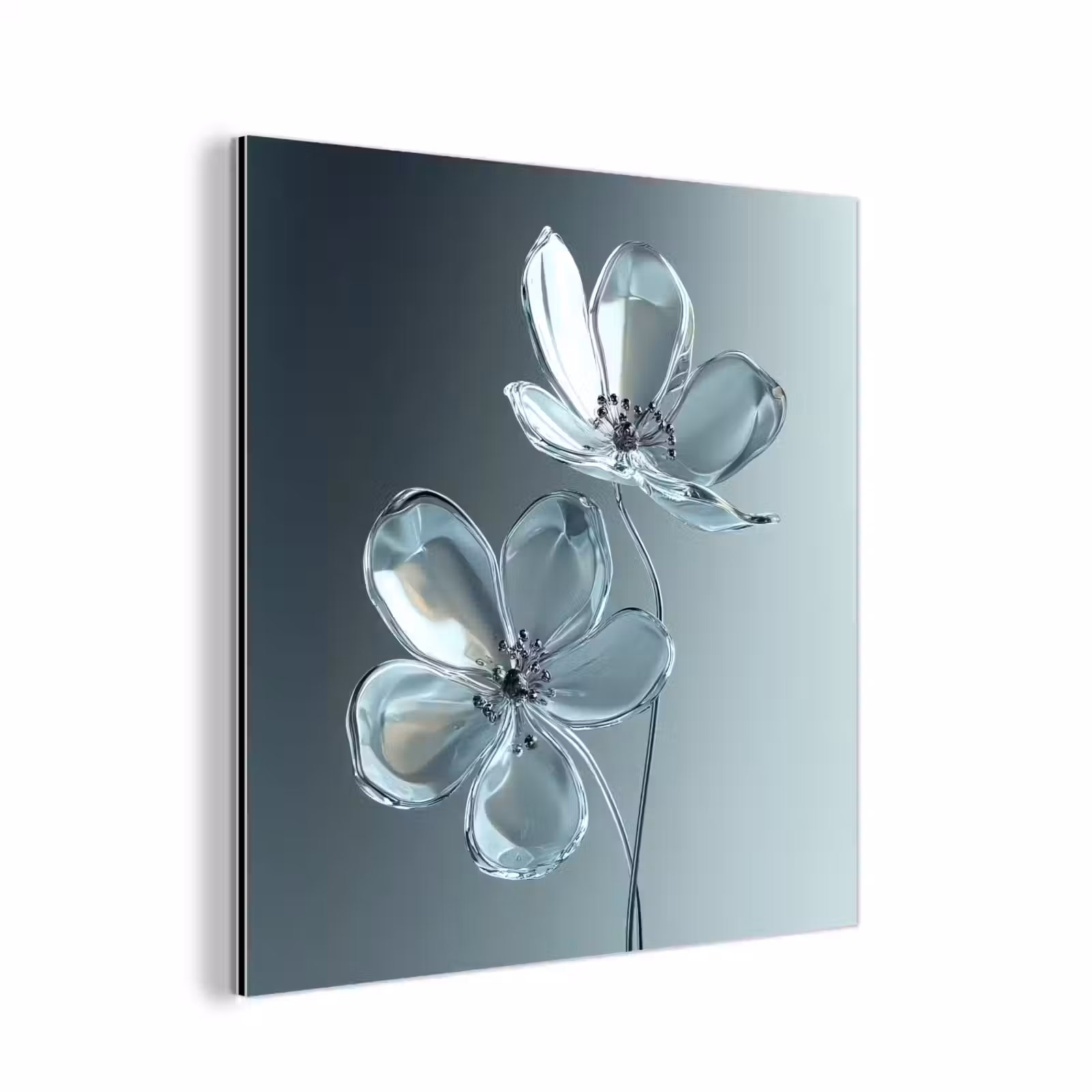 Aluminium schilderij - Kristal - Bloemen - Grijs — 1