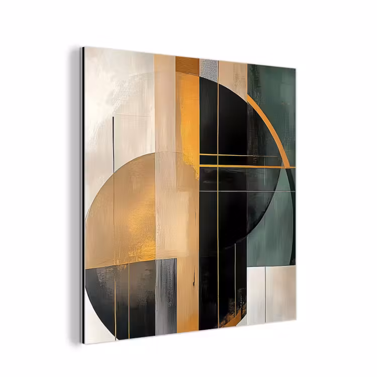 Aluminium schilderij - Abstract - Goud - Brons - Groen - Vormen - Modern — 1