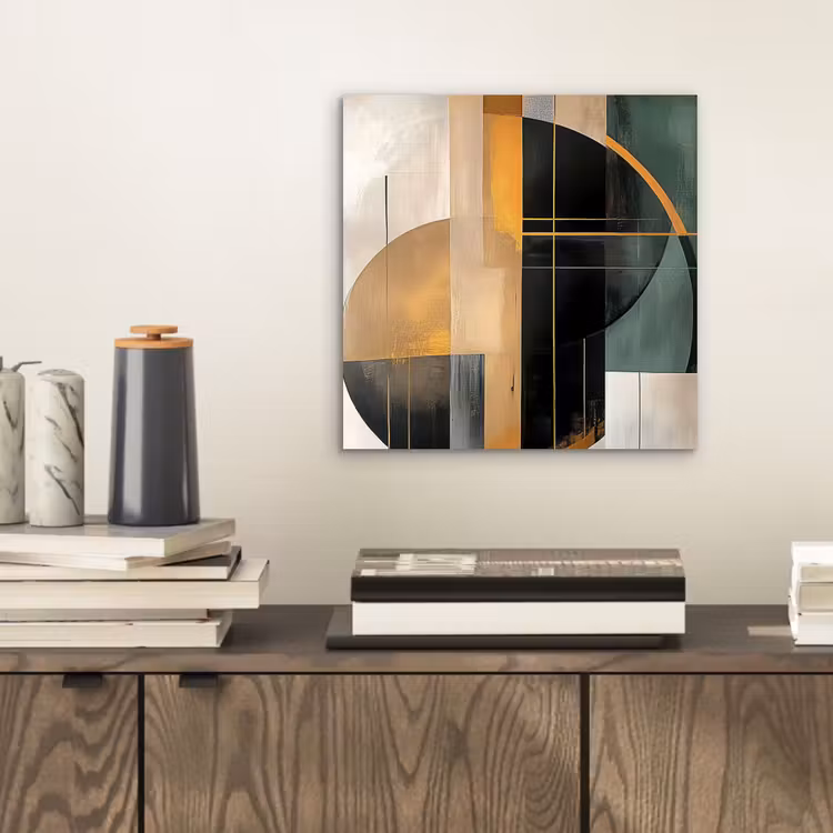 Aluminium schilderij - Abstract - Goud - Brons - Groen - Vormen - Modern — 2