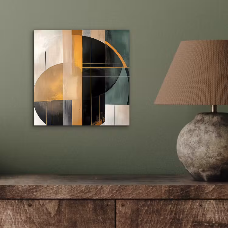Aluminium schilderij - Abstract - Goud - Brons - Groen - Vormen - Modern — 3