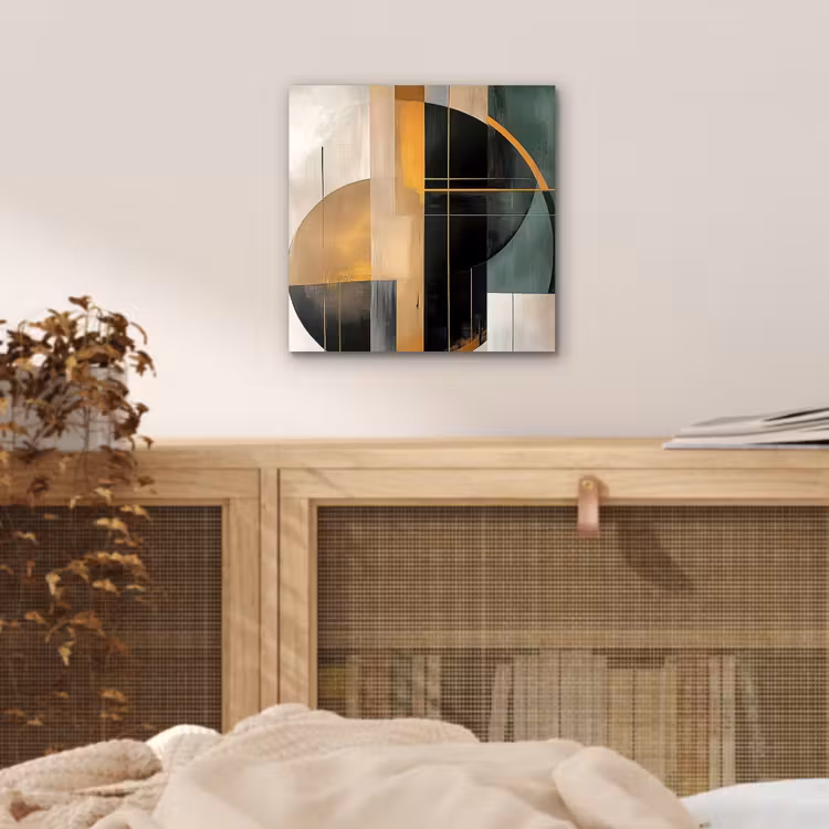 Aluminium schilderij - Abstract - Goud - Brons - Groen - Vormen - Modern — 4
