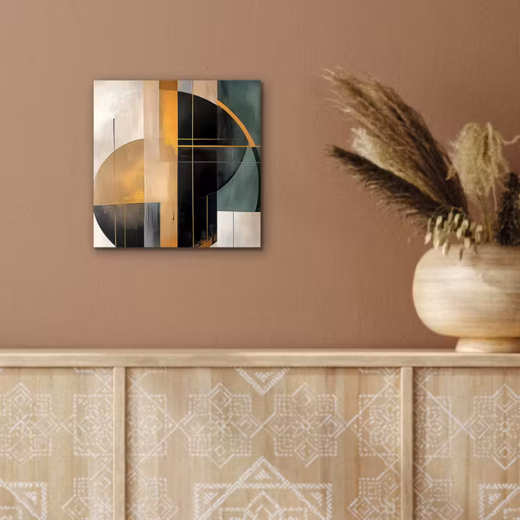 Aluminium schilderij - Abstract - Goud - Brons - Groen - Vormen - Modern — 5