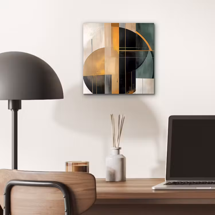 Aluminium schilderij - Abstract - Goud - Brons - Groen - Vormen - Modern — 6