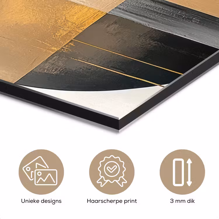 Aluminium schilderij - Abstract - Goud - Brons - Groen - Vormen - Modern — 7