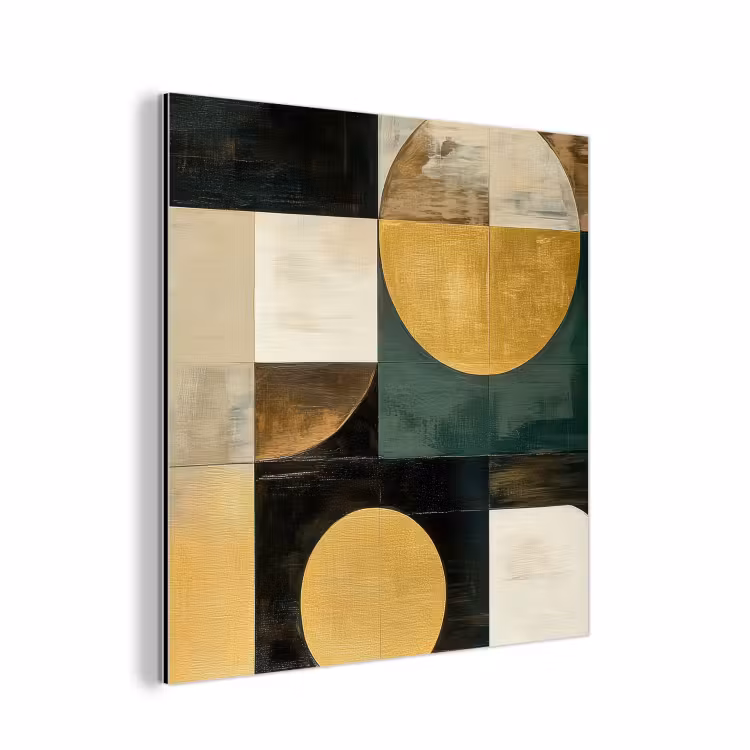 Aluminium schilderij - Abstract - Goud - Brons - Vormen - Geometrisch — 1