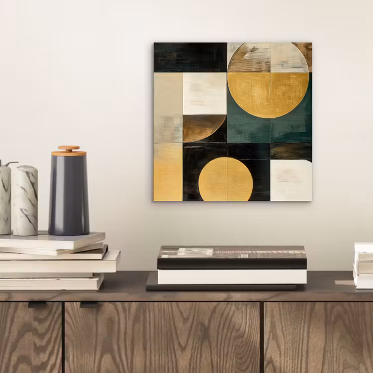 Aluminium schilderij - Abstract - Goud - Brons - Vormen - Geometrisch — 2
