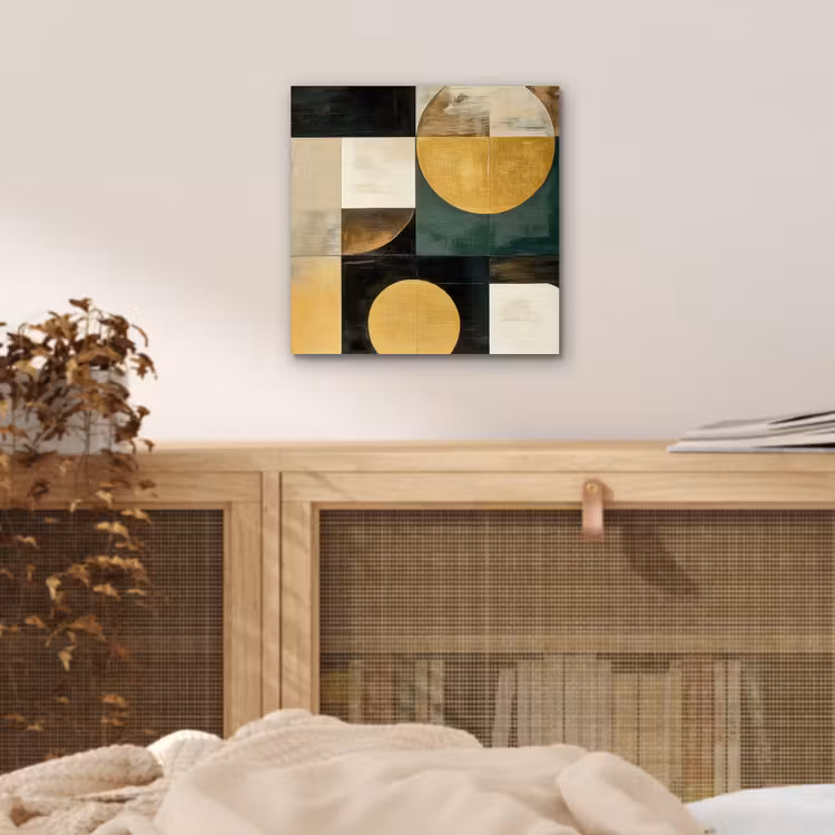 Aluminium schilderij - Abstract - Goud - Brons - Vormen - Geometrisch — 4