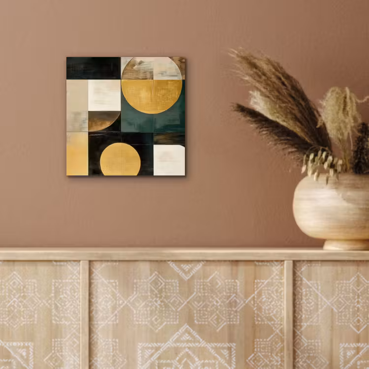 Aluminium schilderij - Abstract - Goud - Brons - Vormen - Geometrisch — 5