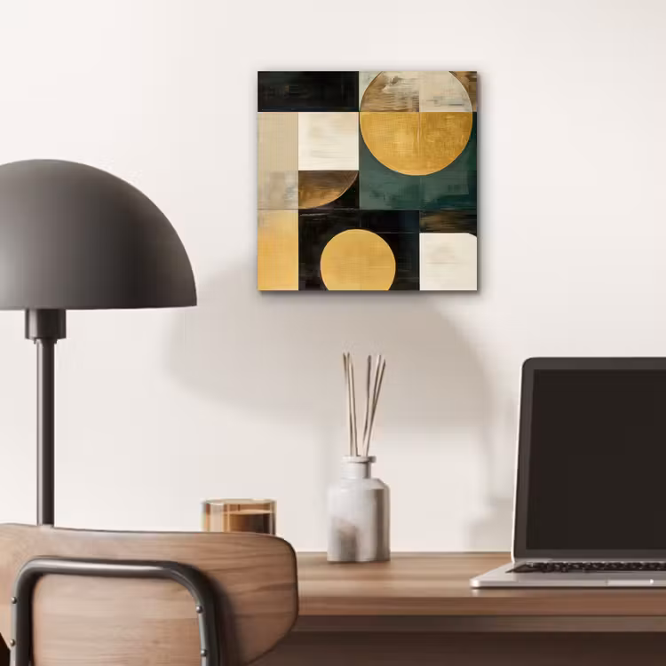 Aluminium schilderij - Abstract - Goud - Brons - Vormen - Geometrisch — 6
