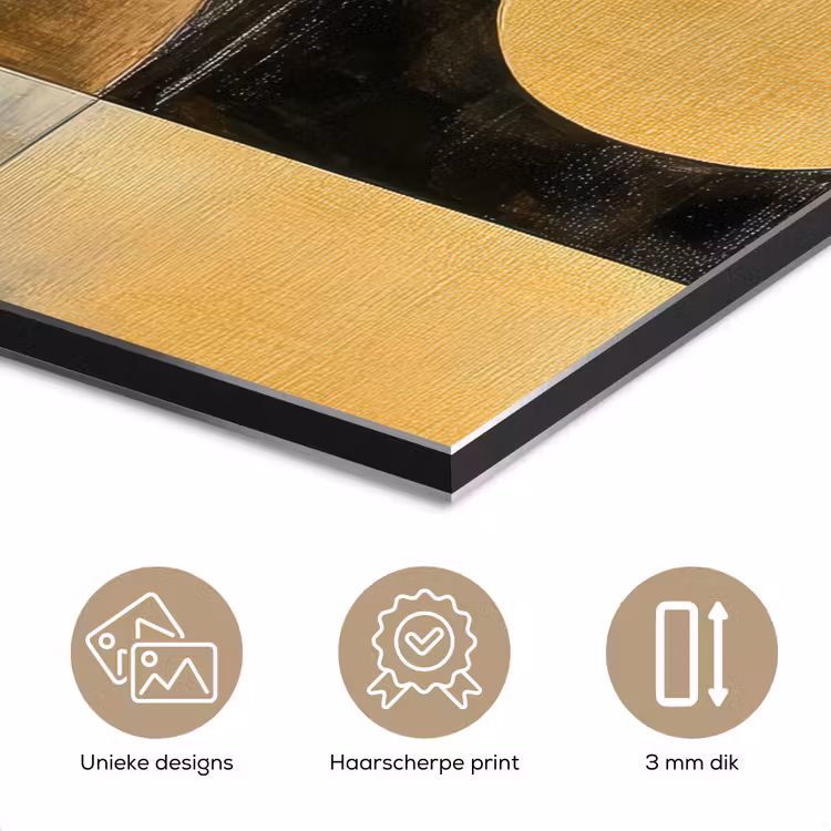 Aluminium schilderij - Abstract - Goud - Brons - Vormen - Geometrisch — 7