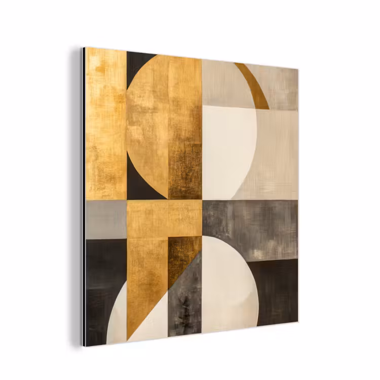 Aluminium schilderij - Abstract - Goud - Grijs - Vormen - Geometrisch — 1