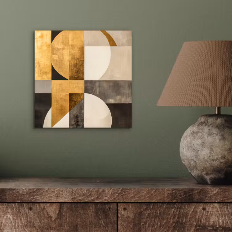 Aluminium schilderij - Abstract - Goud - Grijs - Vormen - Geometrisch — 3