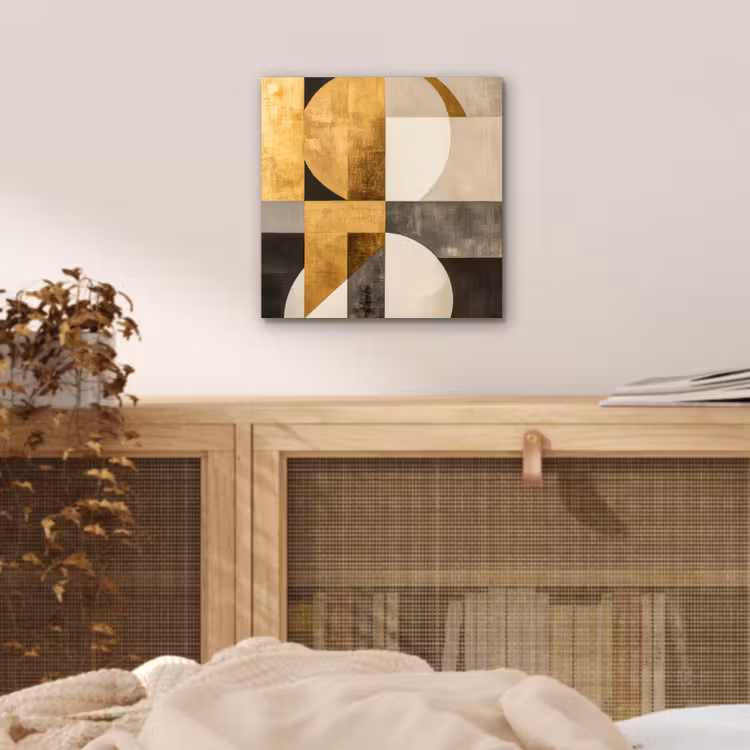 Aluminium schilderij - Abstract - Goud - Grijs - Vormen - Geometrisch — 4