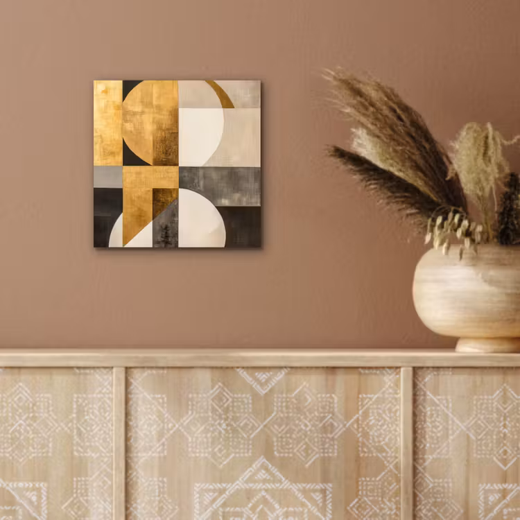 Aluminium schilderij - Abstract - Goud - Grijs - Vormen - Geometrisch — 5