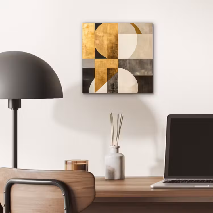 Aluminium schilderij - Abstract - Goud - Grijs - Vormen - Geometrisch — 6