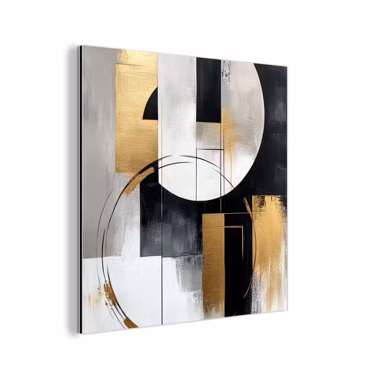 Aluminium schilderij - Abstract - Goud - Zilver - Vormen - Aesthetic — 1