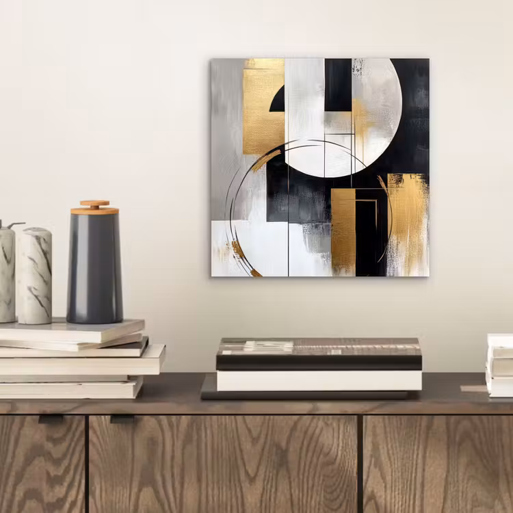 Aluminium schilderij - Abstract - Goud - Zilver - Vormen - Aesthetic — 2