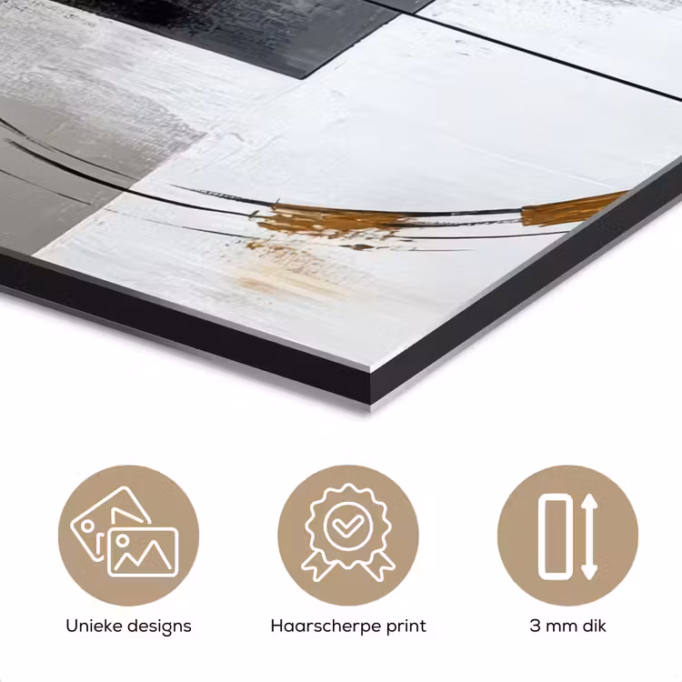Aluminium schilderij - Abstract - Goud - Zilver - Vormen - Aesthetic — 7