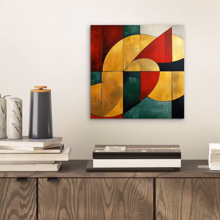 Aluminium schilderij - Abstract - Kerst - Goud - Rood - Groen — 2