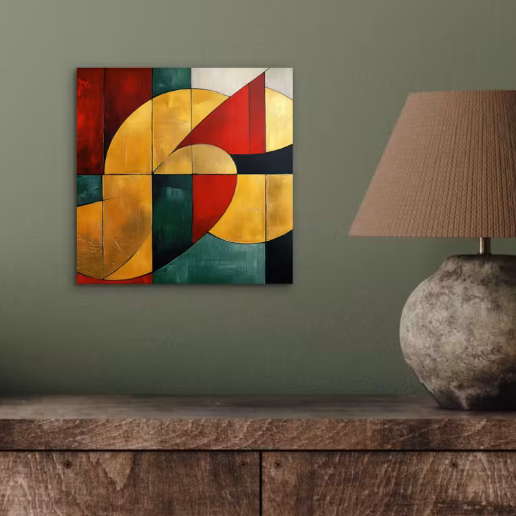 Aluminium schilderij - Abstract - Kerst - Goud - Rood - Groen — 3