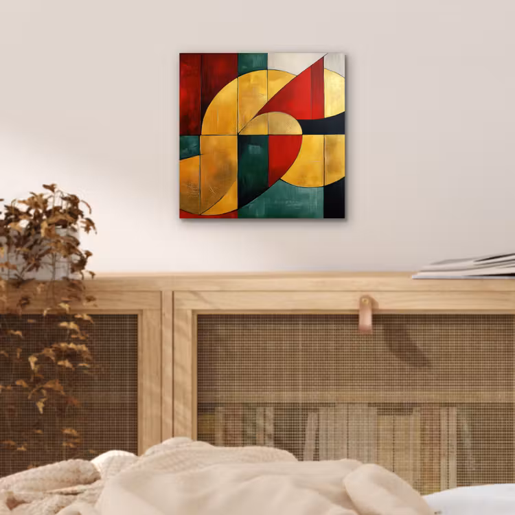 Aluminium schilderij - Abstract - Kerst - Goud - Rood - Groen — 4
