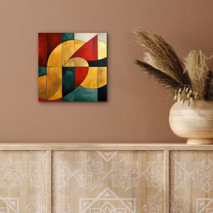 Aluminium schilderij - Abstract - Kerst - Goud - Rood - Groen — 5