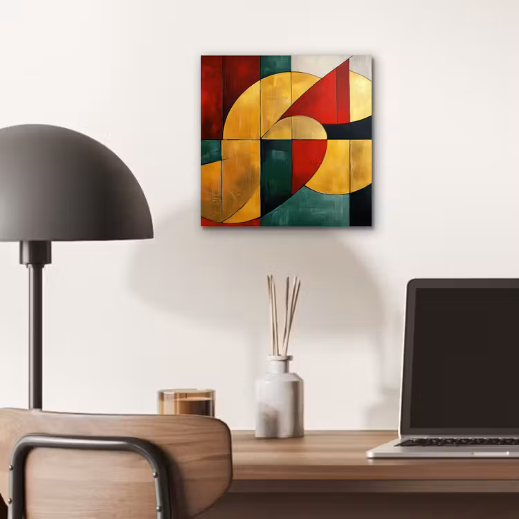 Aluminium schilderij - Abstract - Kerst - Goud - Rood - Groen — 6