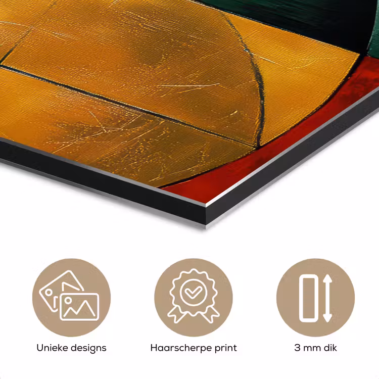 Aluminium schilderij - Abstract - Kerst - Goud - Rood - Groen — 7