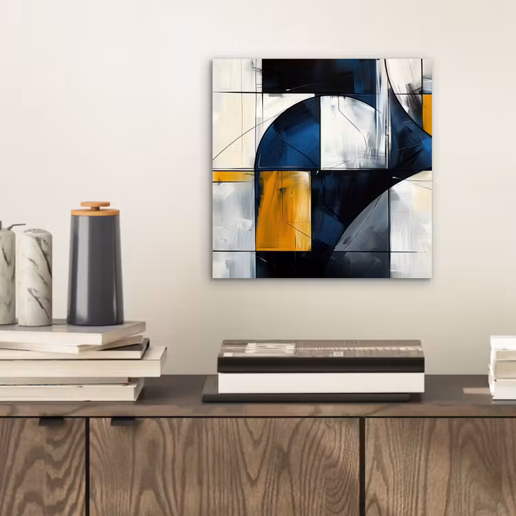 Aluminium schilderij - Abstract - Vormen - Goud - Blauw - Geometrisch — 2