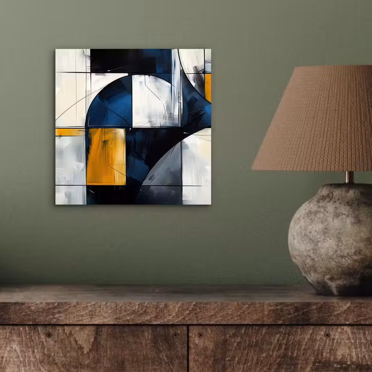 Aluminium schilderij - Abstract - Vormen - Goud - Blauw - Geometrisch — 3