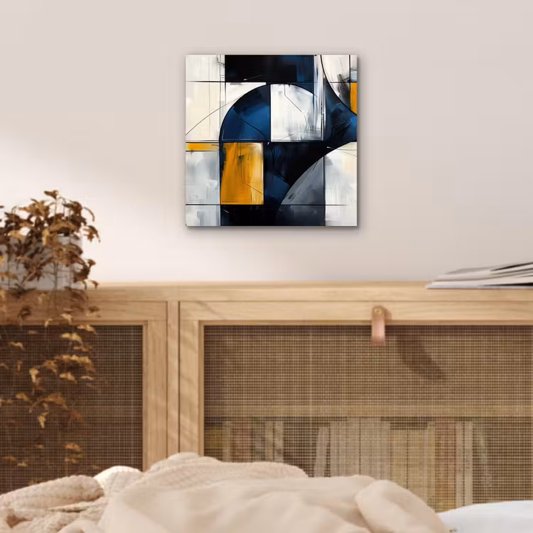 Aluminium schilderij - Abstract - Vormen - Goud - Blauw - Geometrisch — 4