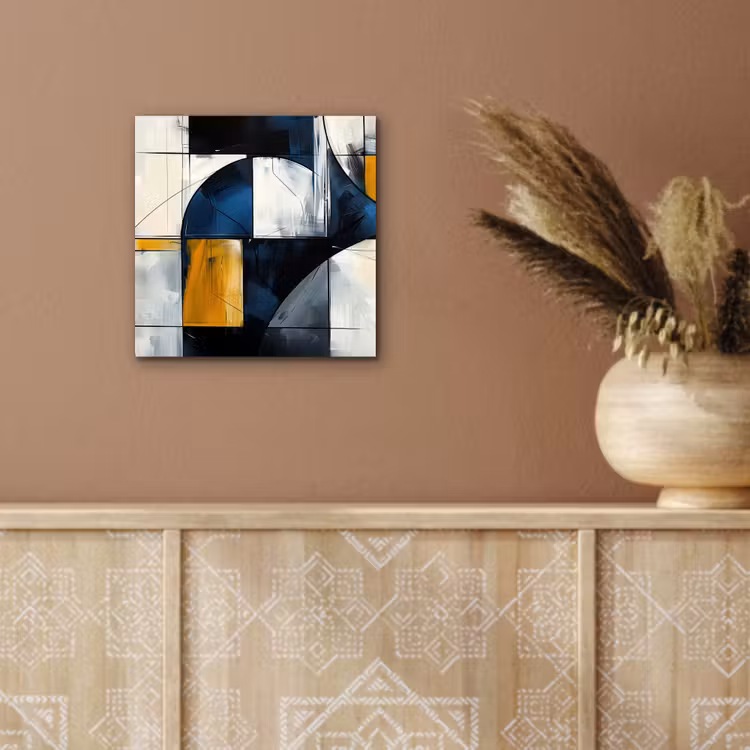 Aluminium schilderij - Abstract - Vormen - Goud - Blauw - Geometrisch — 5