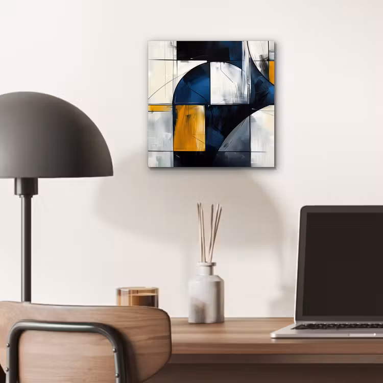 Aluminium schilderij - Abstract - Vormen - Goud - Blauw - Geometrisch — 6