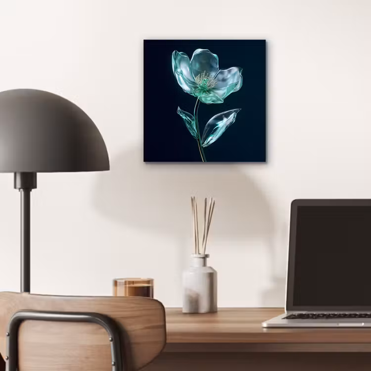 Aluminium schilderij - Bladeren - Bloem - Glazen - Donkerblauw — 6