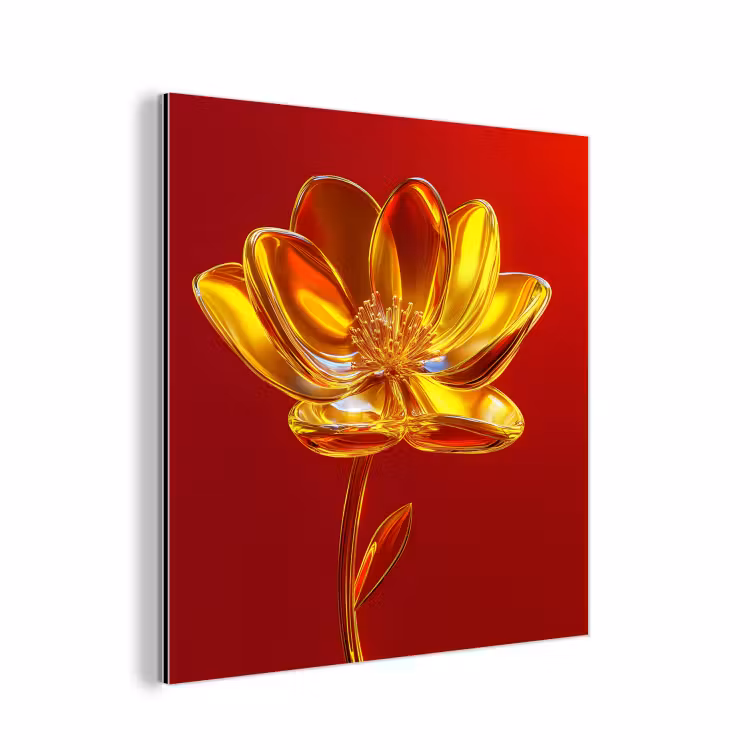 Aluminium schilderij - Bloem - Goud - Glazen — 1