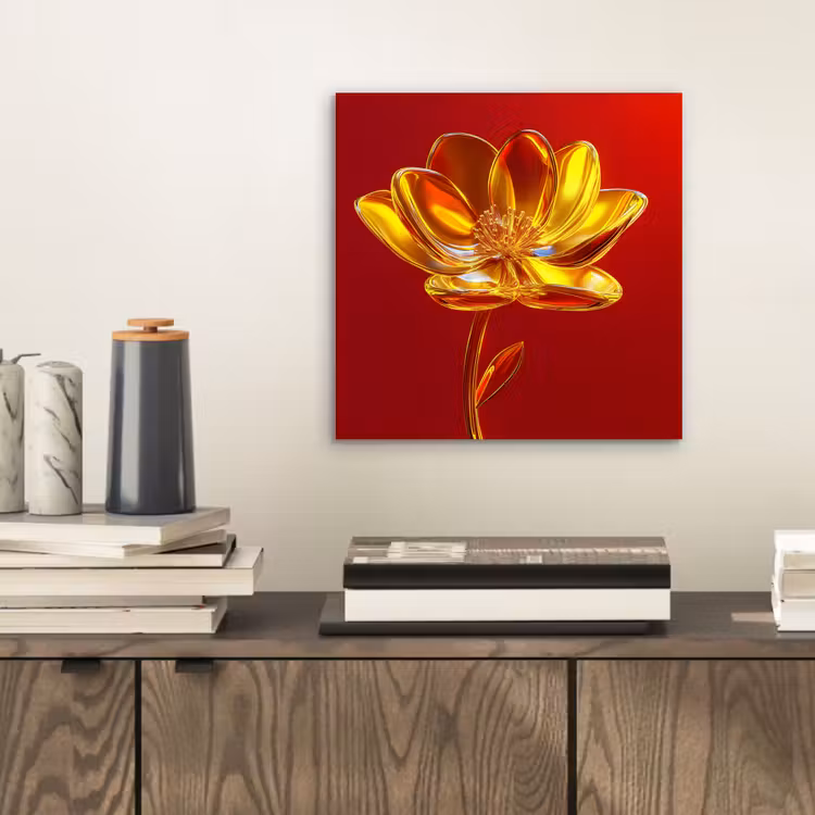 Aluminium schilderij - Bloem - Goud - Glazen — 2