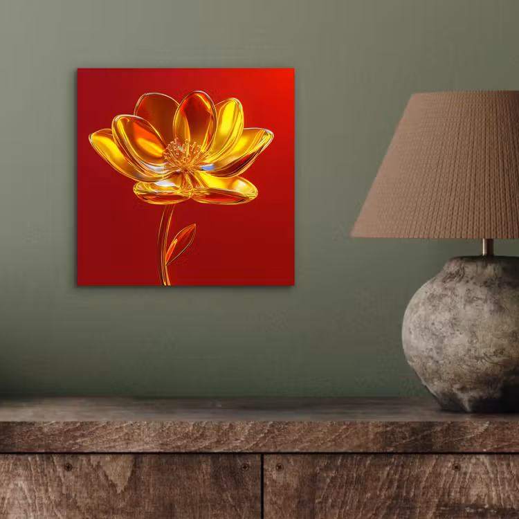 Aluminium schilderij - Bloem - Goud - Glazen — 3