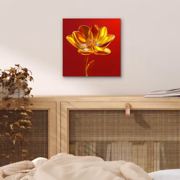 Aluminium schilderij - Bloem - Goud - Glazen — 4