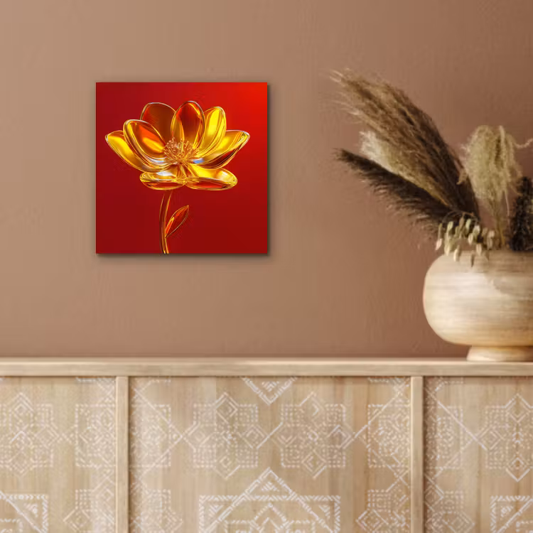 Aluminium schilderij - Bloem - Goud - Glazen — 5
