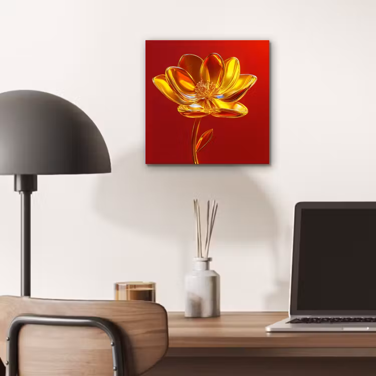 Aluminium schilderij - Bloem - Goud - Glazen — 6