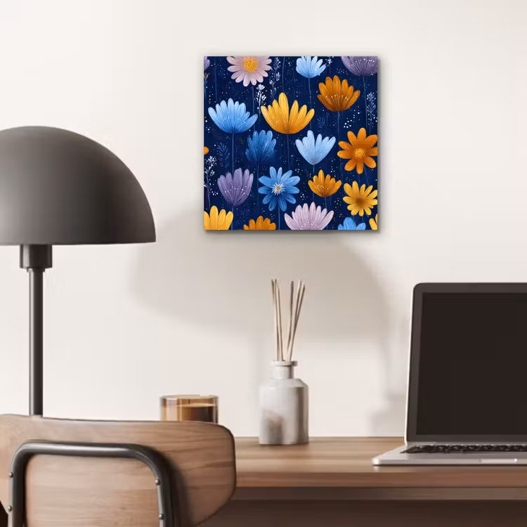 Aluminium schilderij - Bloemen - Patroon - Blauw - Contrast — 6
